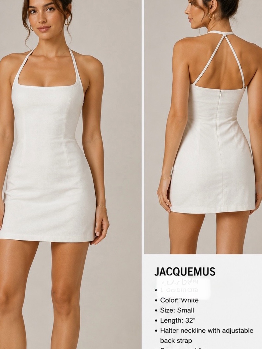 Jacquemus Dress Halter La Robe Maille Croissant Mini Stretch Size 40 EU 8/10